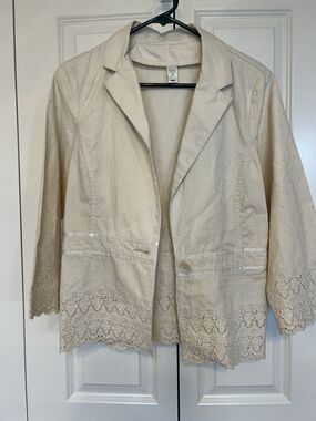 Vintage Old Navy Cream Cotton 1 Button Blazer/Jacket Women's Medium